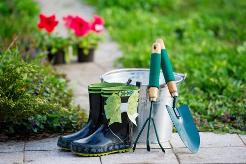 Landscapers Woolwich team preparing a safe outdoor work area