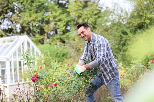 Professional landscape gardeners working on a Woolwich property