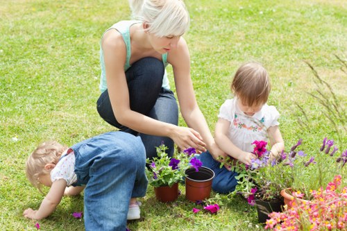 Freshly planted shrubs and flowers in a Woolwich outdoor space